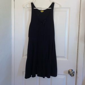 Black front tie mini dress